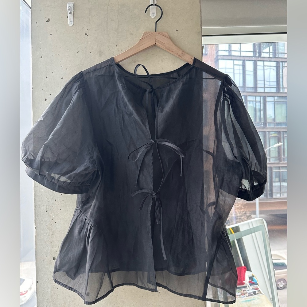 Nasty Gal sheer blouse, black, US size 18